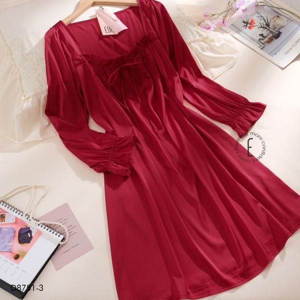  Váy lụa tay dài D8751-3 