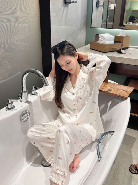  Pyjama lụa dài nơ PM6127 