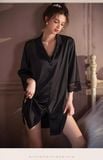  Váy sơ mi lụa tay phối ren D8348 