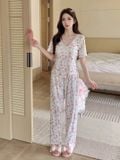  Doll Set PM5862-2 , Bộ thun dài phối ren đệm ngực mỏng 