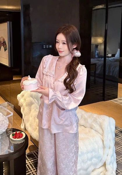  Pyjama lụa dài hồng PM6130 