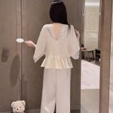  Splendor Pyjama - Bộ lụa vổ V phối ren PM3928 