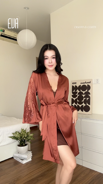  ÁO CHOÀNG LỤA PHỐI REN TAY RỘNG C6878 