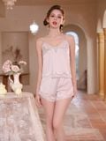  Amour B2561 - Bộ 2 dây ngắn lụa satin mềm phối ren 