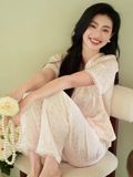  Pyjama lụa viền ren hoa nhí PM3832 