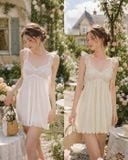 Luna D2602 - Váy lưới mềm phối ren đệm ngực mỏng 