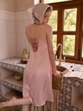  Váy lụa sọc hồng D3198 