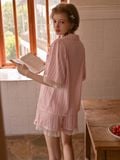  Bộ pyjama lụa sọc hồng PM3892 