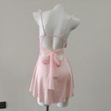  Váy lụa 2 dây nơ hồng D5923 