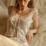  Shadow Muse B141 - Bộ lụa dây vai ren mảnh 