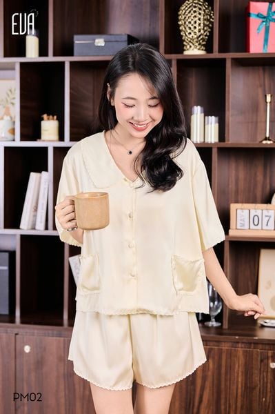  Glow PM02 -Bộ pyjama lụa satin ngắn 