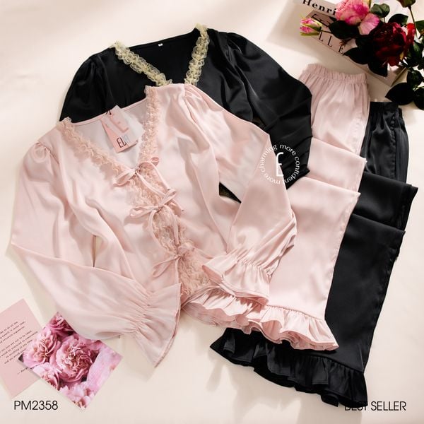  Bộ pyjama lụa tiểu thư dài PM2358 
