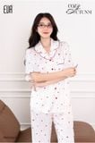  Pyjama lụa satin viền hoạ tiết trái tim PM2536-2 