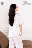  Pyjama lụa satin viền hoạ tiết trái tim PM2536-2 