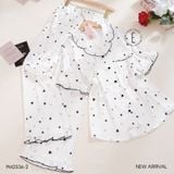  Pyjama lụa satin viền hoạ tiết trái tim PM2536-2 