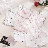  Pyjama lụa satin viền hoạ tiết trái tim PM2536-2 