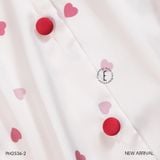  Pyjama lụa satin viền hoạ tiết trái tim PM2536-2 