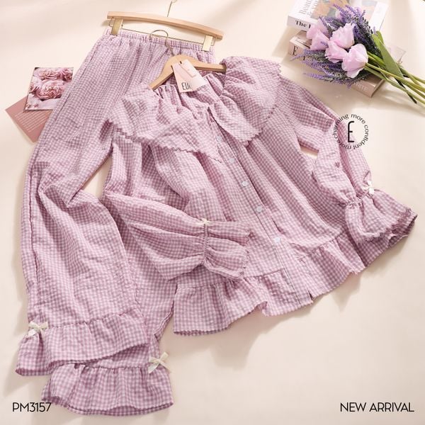  Bộ thô dài caro hồng PM3157 