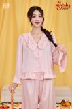  PM3231 - Pyjama dài lụa satin mềm cổ bèo đính nơ 