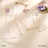  PM3231 - Pyjama dài lụa satin mềm cổ bèo đính nơ 