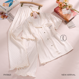  BỘ PYJAMA LỤA PHỐI BÈO VIỀN LƯỢN SÓNG LUMINA PM3823 