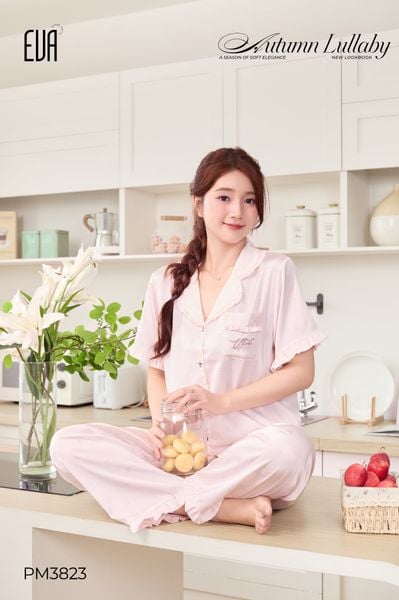  BỘ PYJAMA LỤA PHỐI BÈO VIỀN LƯỢN SÓNG LUMINA PM3823 