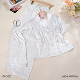  Pyjama lụa viền ren hoa nhí PM3832 