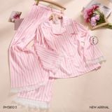  Pyjama lụa dài sọc hồng PM3892-3 