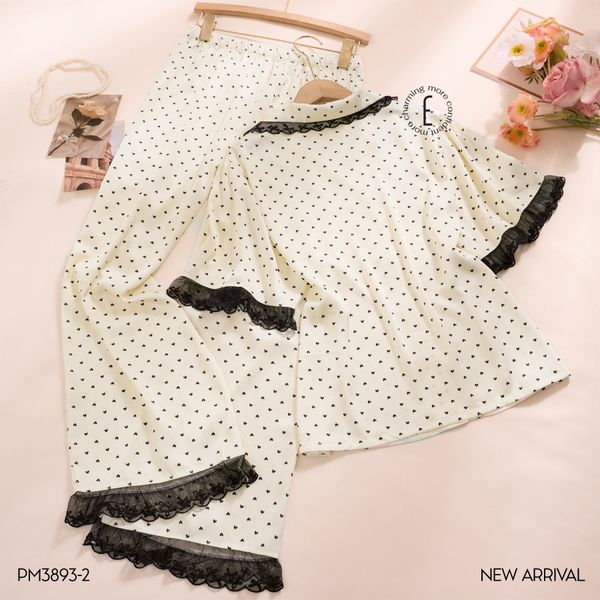  Bộ pyjama dài lụa bi đen PM3893-2 