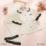  Bộ pyjama dài lụa bi đen PM3893-2 