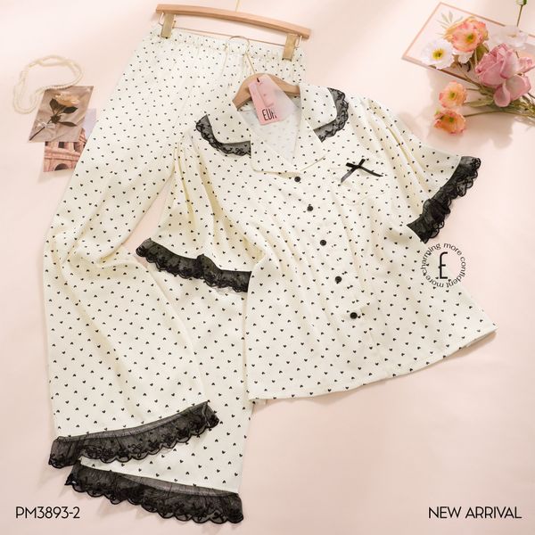  Bộ pyjama dài lụa bi đen PM3893-2 