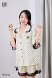 Poem PM3893 - Bộ pyjama lụa satin chấm bi phối ren 