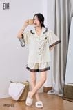  Poem PM3893 - Bộ pyjama lụa satin chấm bi phối ren 