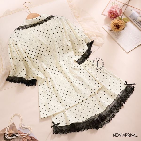  Bộ pyjama ngắn lụa bi đen PM3893 