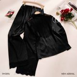  Pyjama dài lụa phối ren lưng PM3894 