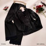  Pyjama dài lụa phối ren lưng PM3894 