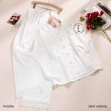  Pyjama dài lụa phối ren lưng PM3894 