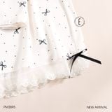  Pyjama lụa ngắn nơ đen PM3895 