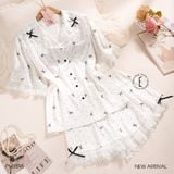  Pyjama lụa ngắn nơ đen PM3895 