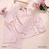  Pyjama dài lụa phối ren mềm PM4635 