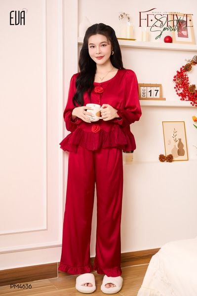  Pyjama dài lụa satin mềm PM4636 