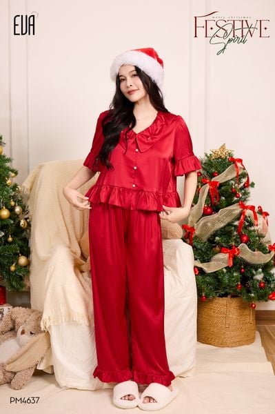  Pyjama lụa quần dài tay ngắn PM4637 