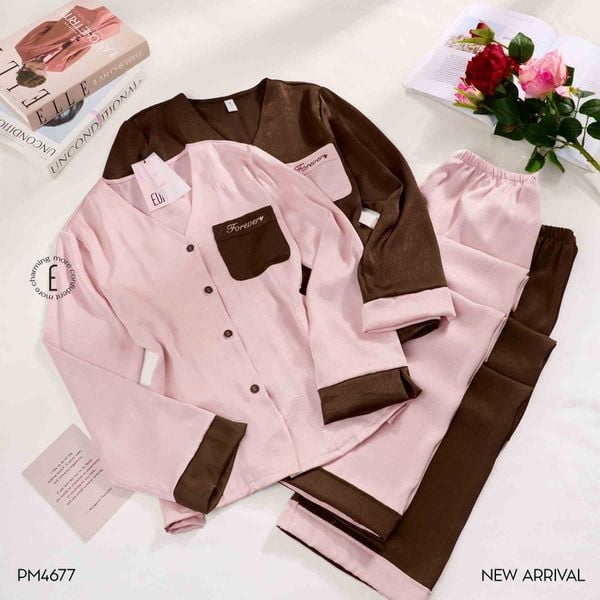  Enigma Pyjama - Bộ lụa phối màu PM4677 