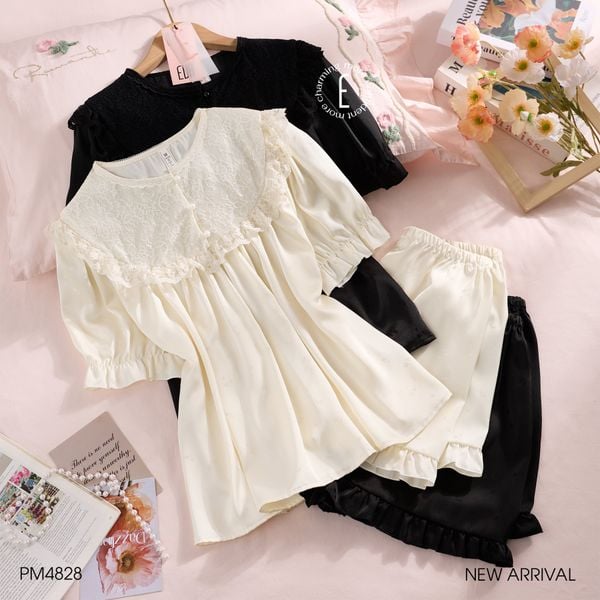  Misa Pyjama - Bộ lụa phối ren PM4828 