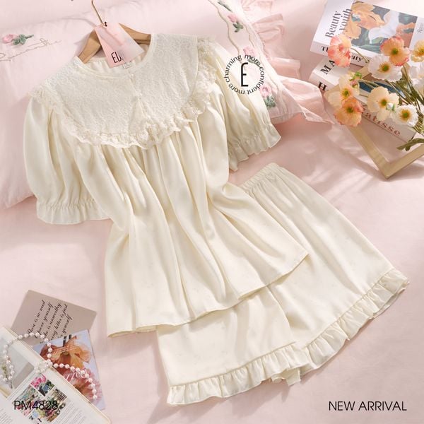  Misa Pyjama - Bộ lụa phối ren PM4828 