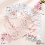  Pyjama dài lụa satin ép nơ đá PM4891 