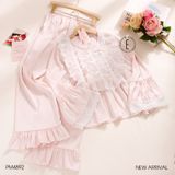 Pyjama dài lụa satin phối ren PM4892 