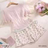  Meow-Low Set PM5084-1 , Bộ thun ngắn phối màu 