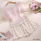  Meow-Low Set PM5084-1 , Bộ thun ngắn phối màu 