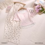  Meow-Low Set PM5084-2 , Bộ thun dài phối màu 